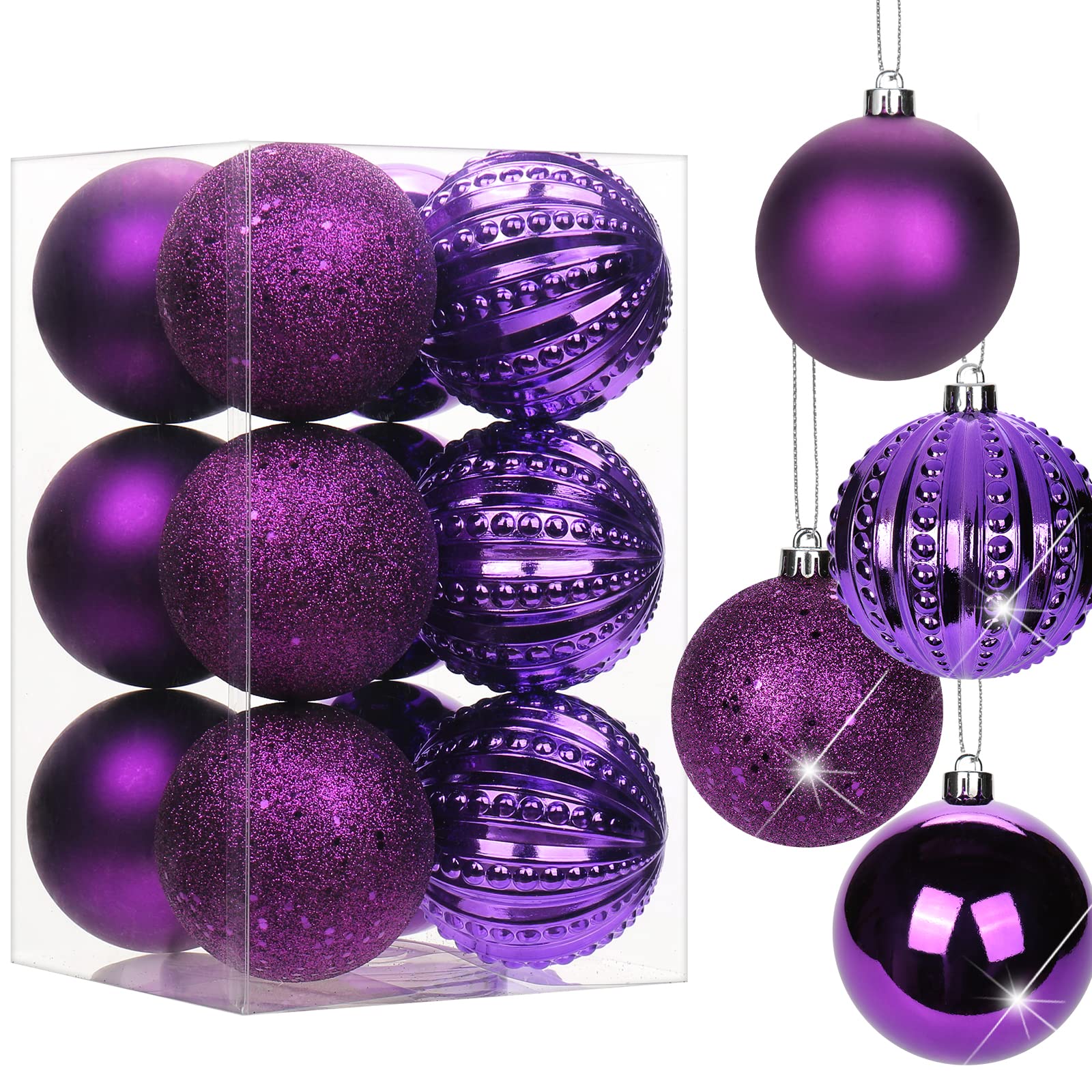 Briful 12PCS 8CM Christmas Baubles, Christmas Tree Decorations Xmas Hanging Ornaments Small Shatterproof Balls for Home Festival Gifts Xmas Decorations