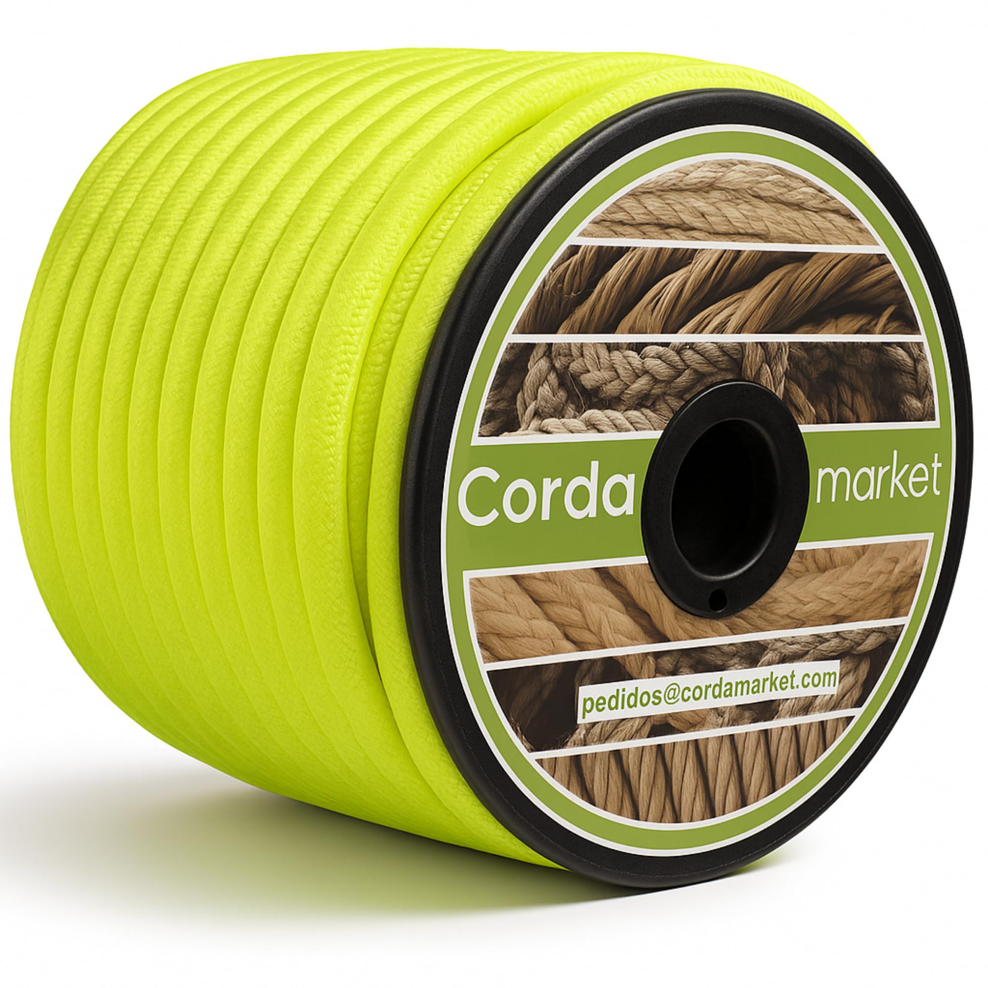 CORDAMARKET 10 mm Elastic Rubber, Unisex Adults, Fluor Yellow, 25 mts