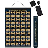 CZYY DND Achievements Scratch-Off Poster, 100 RPG Campaign Milestones | Track 100 Campaign Moments, Magnetic Wood Hanger, Scratcher Included, Game Room Wall Decor, Gift for RPG Players &amp; DMs