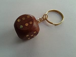 Onlineshoppee Wooden Dice Key Chain ( Brown )