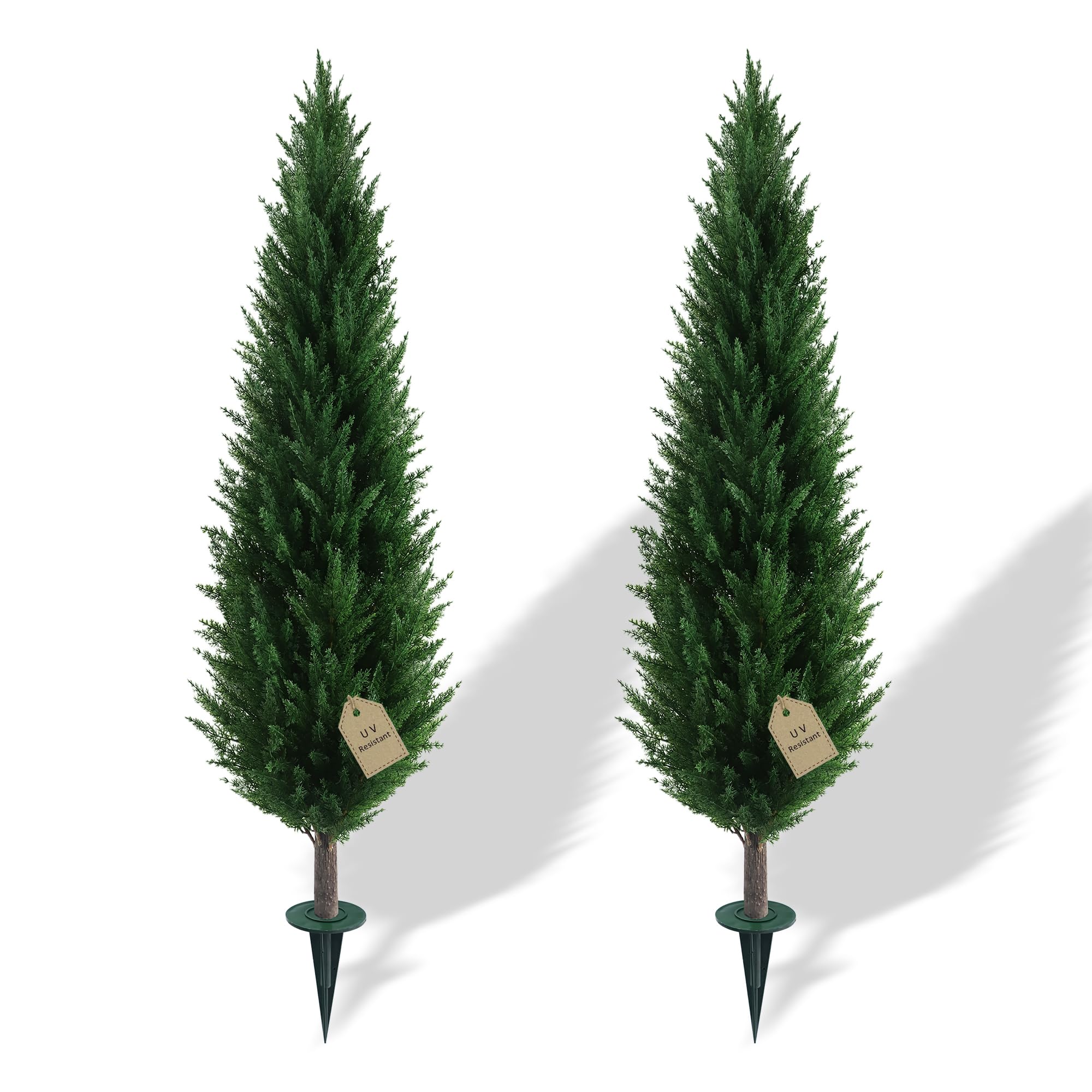 Photo 1 of *MISSING PARTS - See Clerk Notes*
4FT Artificial Cedar Topiary Trees Set of 2 with Ground Spike, UV Resistant Fake Plants Bushes Shrubs, Faux Arborvitae Cypress Pine Privacy Tree for Outdoor Indoor Planters, Yard Porch Christmas Decor