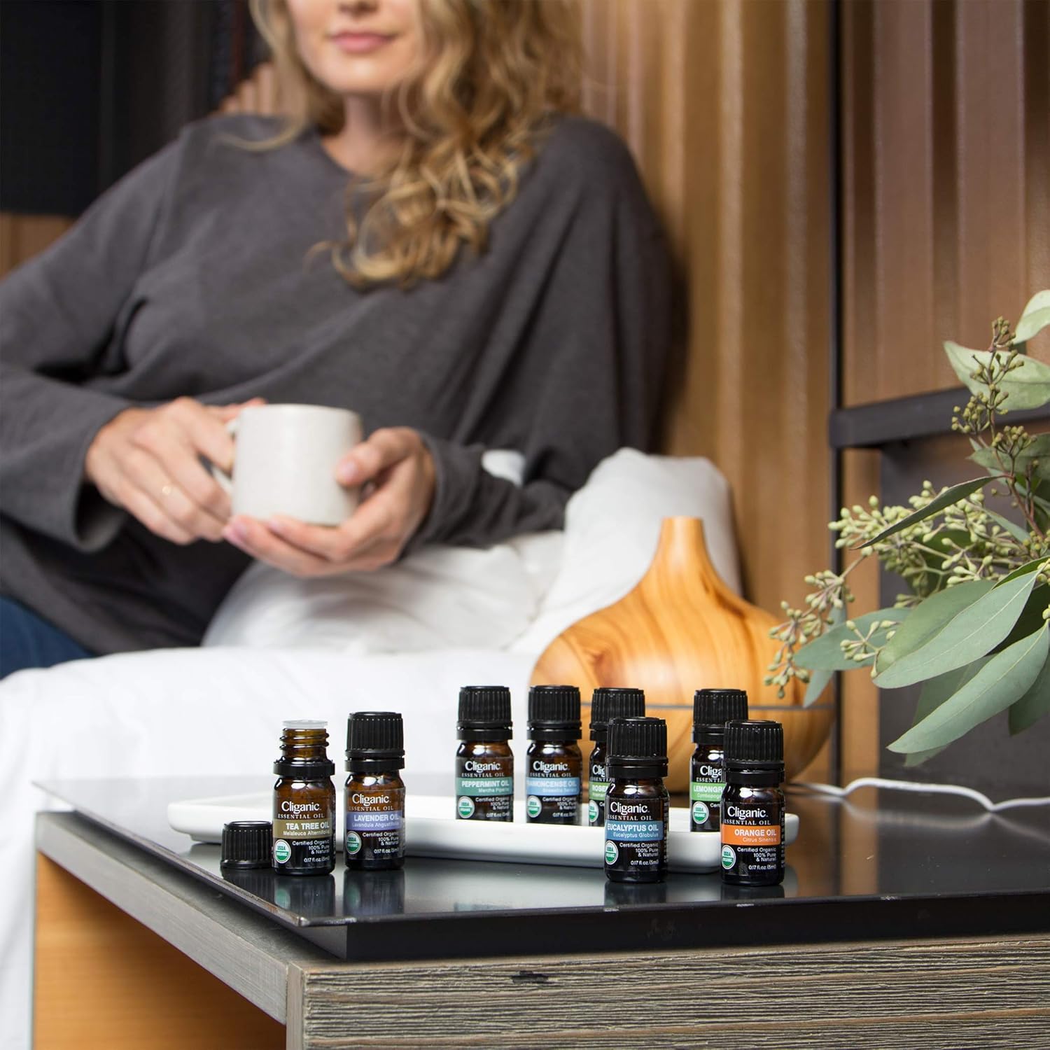 Cliganic USDA Organic Aromatherapy Essential Oils Set (Top 8), 100% Pure Natural - Peppermint, Lavender, Eucalyptus, Tea Tree, Lemongrass, Rosemary, Frankincense & Orange | Cliganic 90 Days Warranty: Beauty