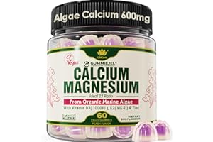 LILICARE Plant Based Calcium Gummies 600mg with Vitamin D3 K2, Magnesium, Zinc for Bone Strength, Sugar Free Calcium Supplements for Women & Men (Certified Vegan) from Sustainably Organic Red Algae - 60 Counts