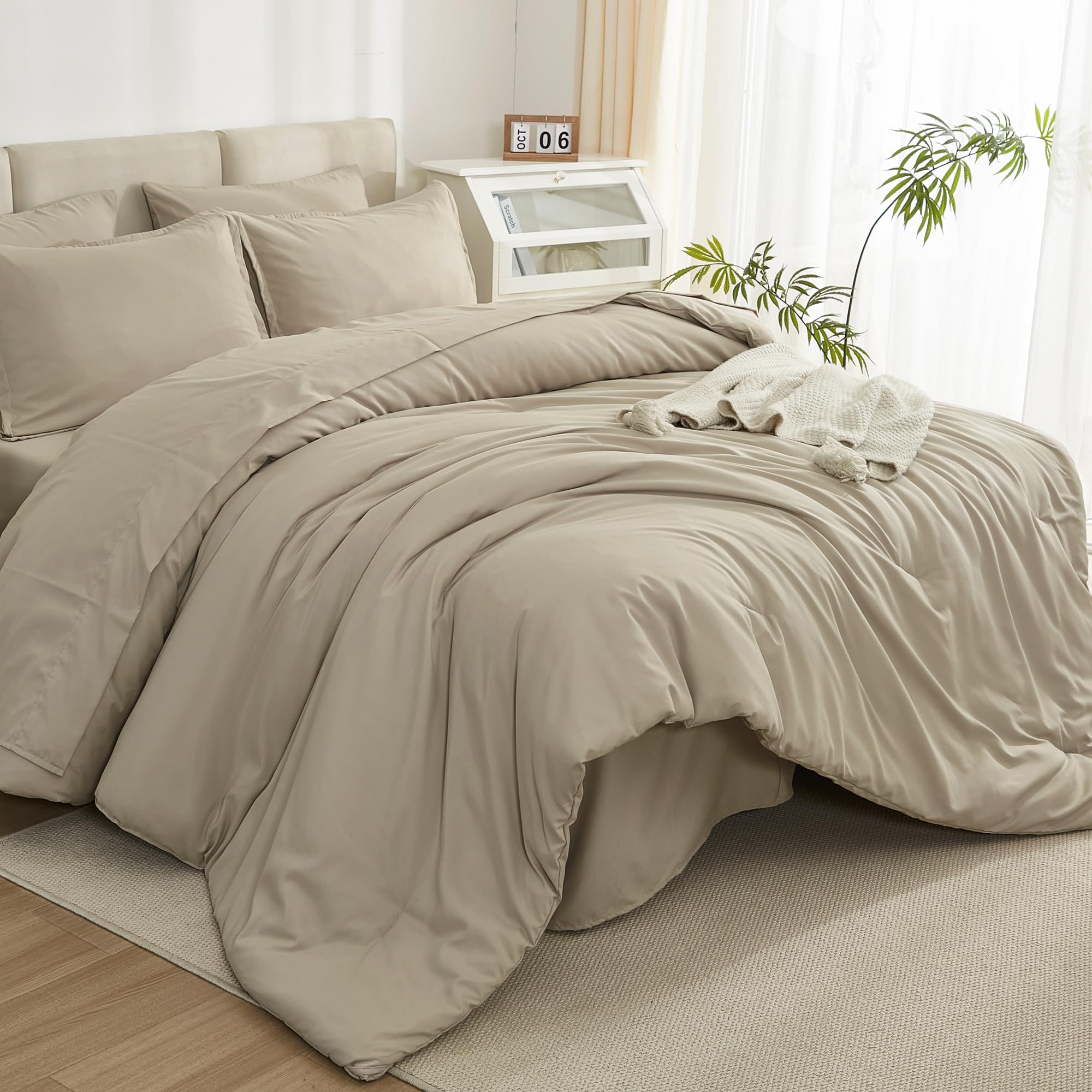 Litanika Comforter Queen Size Set Khaki - 7 Pieces