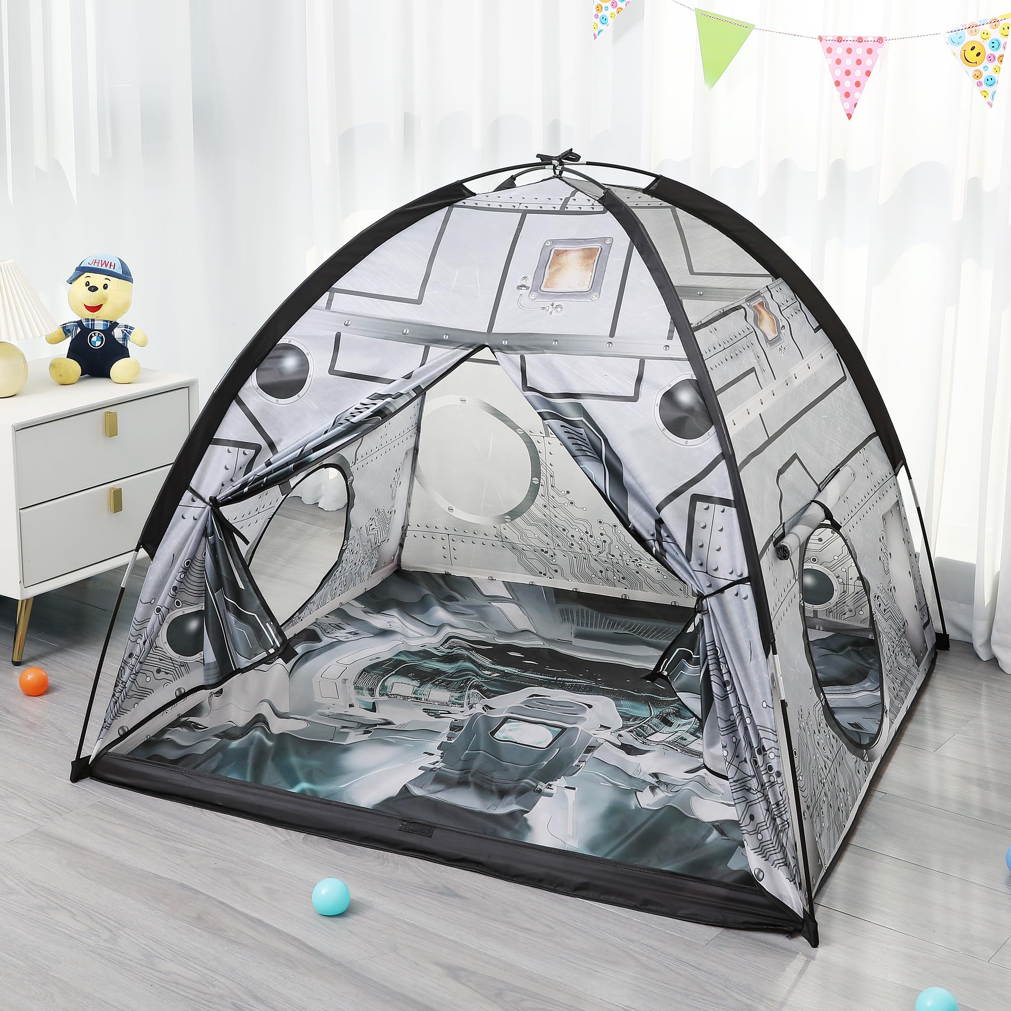 LimitlessFunN Space Rocket Ship Kids Play Tent | Includes Star Lights & Carrying Case |, Children Imaginative Astronaut Dome Playhouse for Boys, Toddlers, Indoor & Outdoor, 48