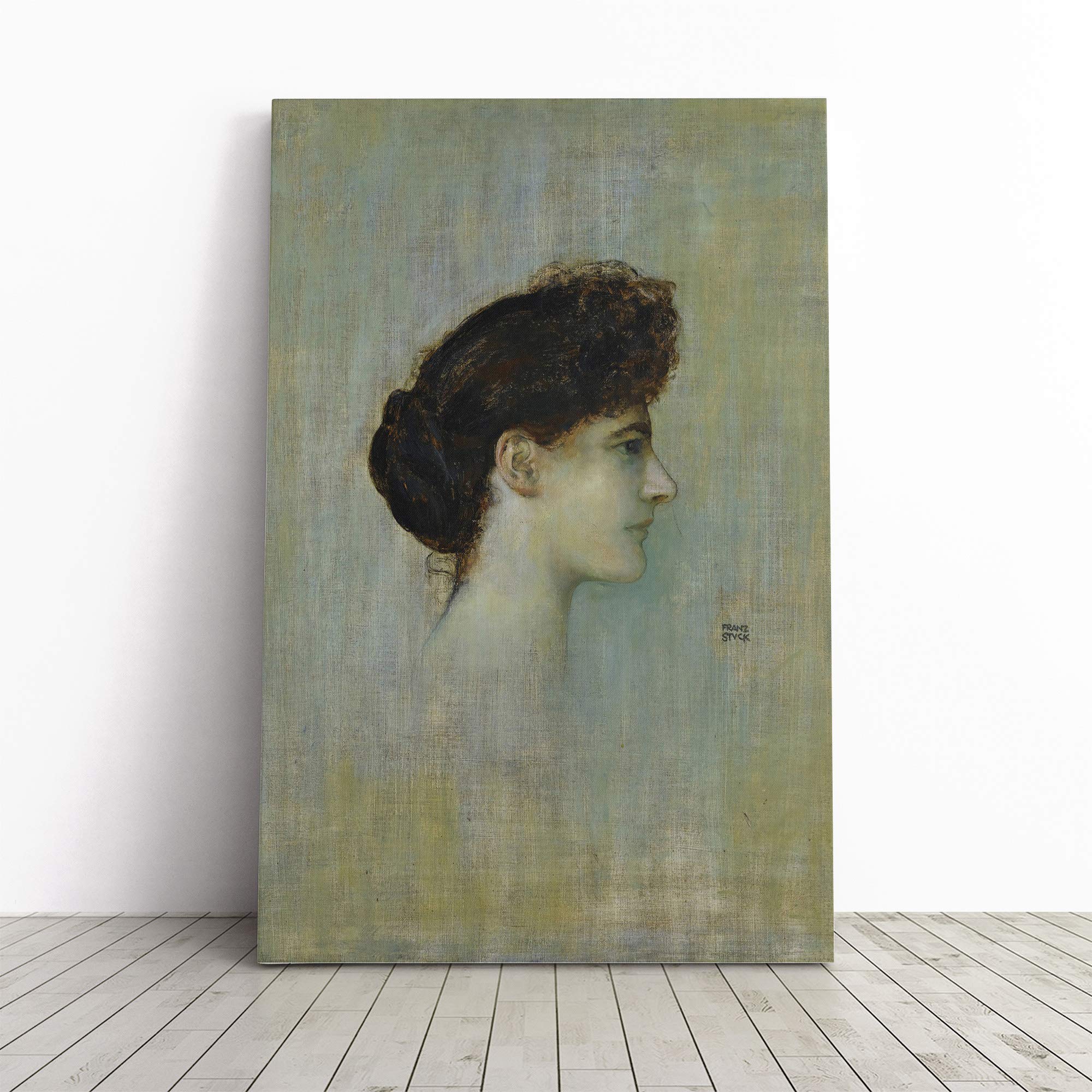Franz Stuck Female Portrait (2) Canvas Print | Gallery Wrapped 30mm Frame Wall Art | 20x14 inches | Ready to Hang | Modern People Picture | Living Room Bedroom Lounge Office
