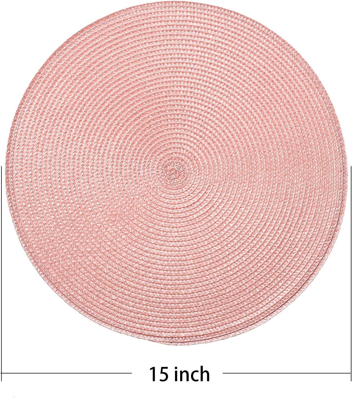 AHHFSMEI Round Braided Placemats 15 Inch Round Table Mats for Dining Tables Woven Heat Resistant Place mats Set of 6 (Pink): Home & Kitchen