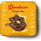 Bauducco Ginger Star Cookies - Delicious Gingerbread-Inspired Holiday Cookies, Festive Star-Shaped Treats, Individually Wrapped for Snacking, Dessert &amp; Gifting, 12.7 oz Giftable Tin (12 Pack)