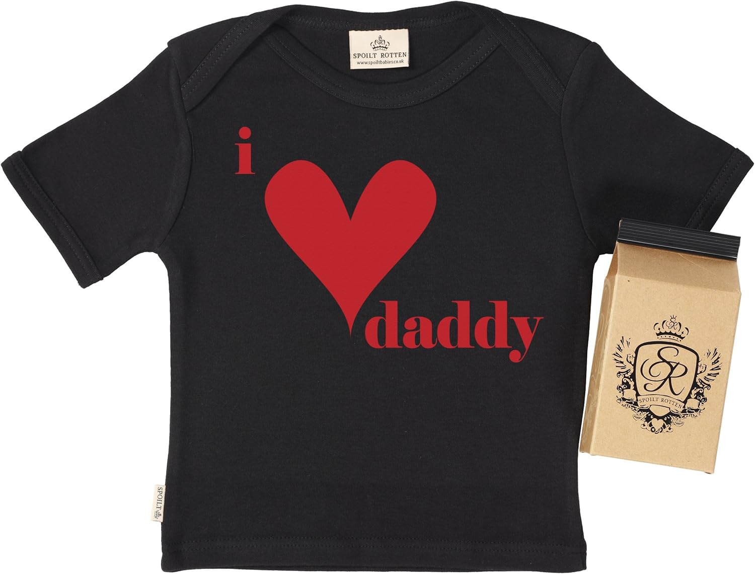 Amazon.com: SR - I Love Daddy Baby T-Shirt 100% Organic in Milk Carton 0-6M Black: Novelty T 
