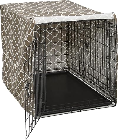 MidWest Homes for Pets Large Dog Crate Cover with Teflon Protector Brown Print