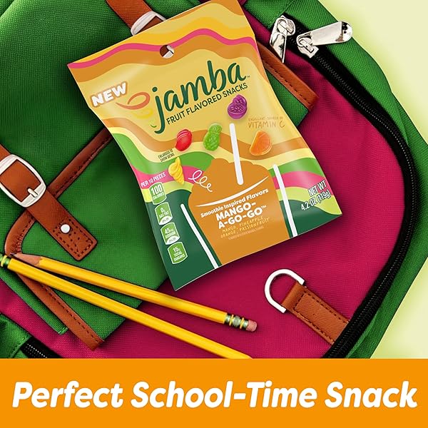 JAMBA FRUIT FLAVORED SNACKS, MANGO-A-GO-GO, SMOOTHIE INSPIRED FLAVORS, GLUTEN FREE SNACK, 16.8 OZ (14 POUCHES)