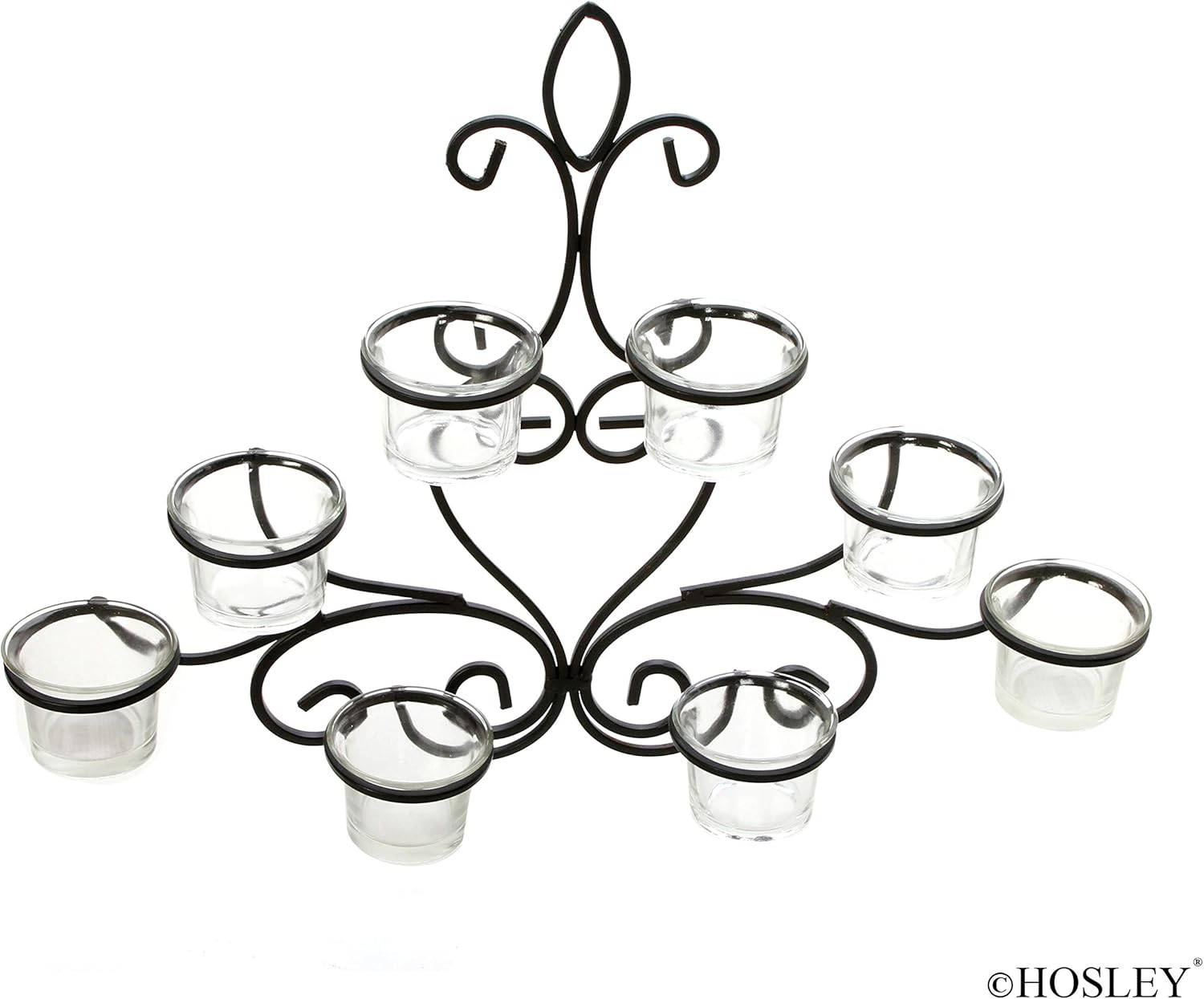 Hosley Scrolled Wall Angel Art Sconce 13.6 Inch Length 8 Votive Farmhouse LED Tealight Cup Holder Includes Glass Cups Mid Century Modern Wall Decor Ideal Gift for Weddings Party Spa Home O8: Kitchen & Dining