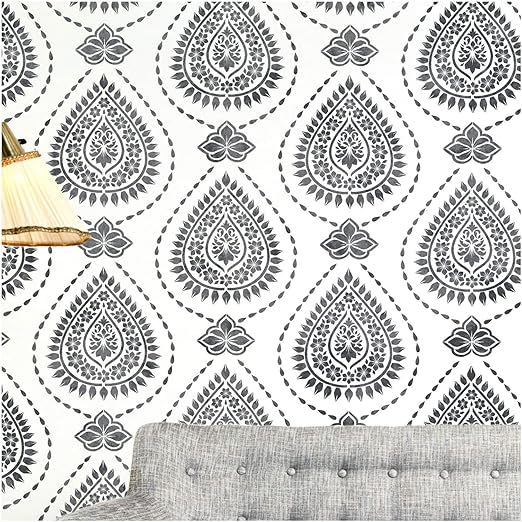 Kashmir Furniture Wall Floor Stencil For Painting Wall Large
