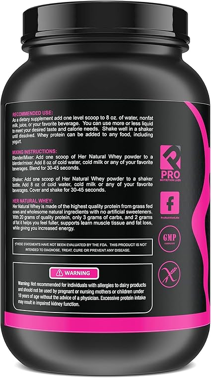 Amazon Com Her Natural Whey Protein Powder For Women Supports Weight Loss Lean Muscle Mass Low Carb Gluten Free Grass Fed Rbgh Hormone Free Chocolate Delight 2