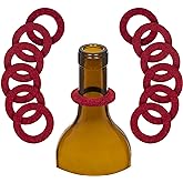 The Wine Drip Ring | Set of 12 | Felt Leak Stopper Accessories | Disposable No Spill Catcher | Bottle Collars Gadgets for Bar, Kitchen, Party | Clever Dripper Guard Holder Tools | Great Gift | Red