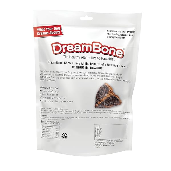 DREAMBONE GRILL MASTERS T-BONES 8 COUNT, SMALL, RAWHIDE-FREE CHEWS FOR DOGS