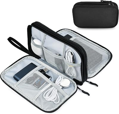 AMFUN Universal Hard Drive Case, Nylon Organizer Bag with Inner Mesh Pockets (L)