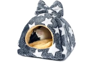 Tierecare Guinea Pig Hideout Hamster Bed Chinchilla House Cute Habitat Warm&Cozy Cage Accessories for Ferret Hedgehog Small Pet Washable