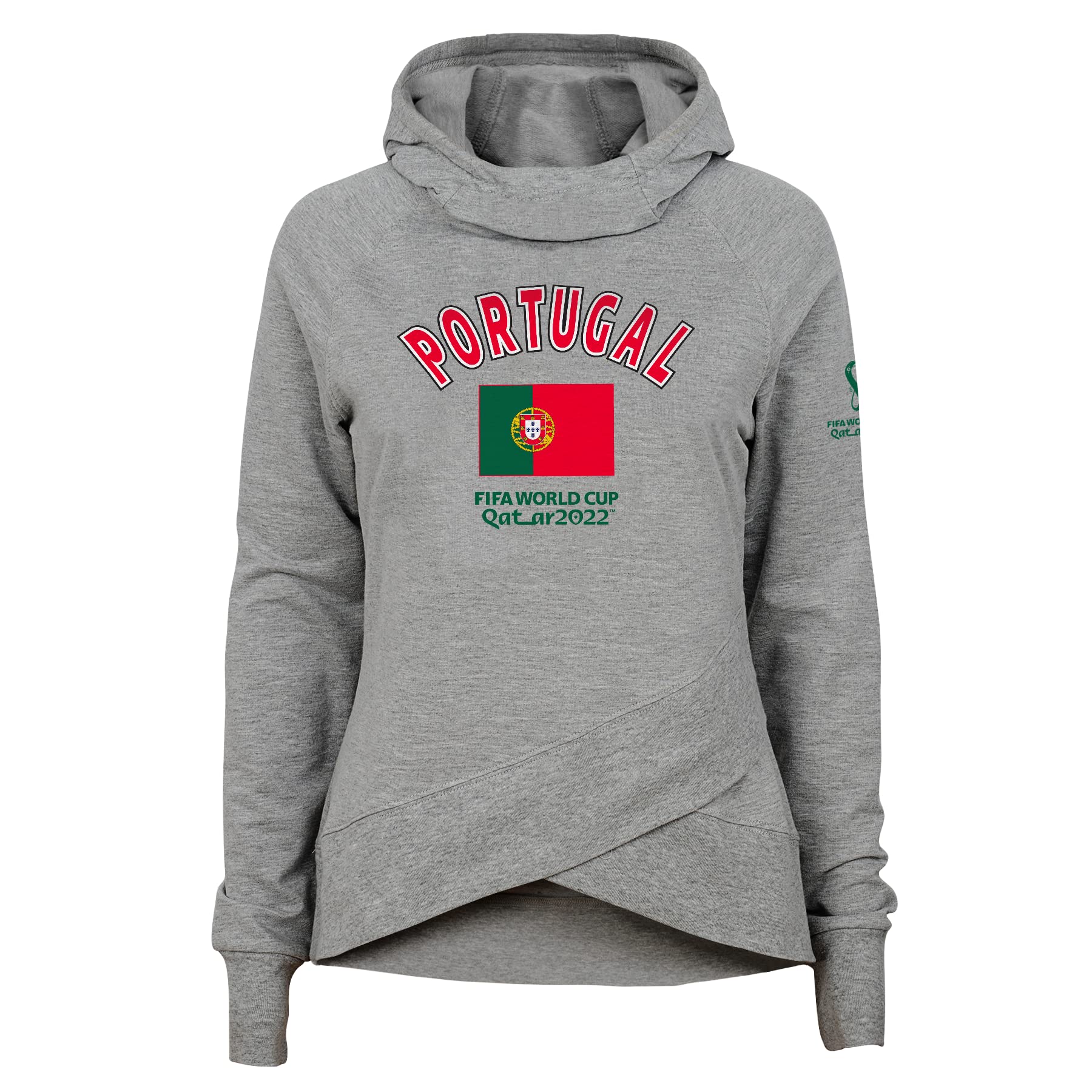 Official FIFA World Cup 2022 Snood Neck Hoodie , Girls, Portugal, Age 10-12 Heather Grey