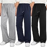Aocku 3 Pack Boys Sweatpants Wide Leg Boys Athletic Drawstring Joggers Pants Kids Sweatpants Open Bottom Pants