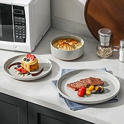 MALACASA Plates and Bowls Sets, 18 Pieces Modern