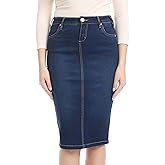 ESTEEZ Women's Slimming Denim Pencil Skirt with Tummy Control Panel – 'Miami'