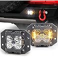 Flush Mount Led Pods, MOVOTOR Combo Offroad Driving Lights with Separate Amber Solid/Strobe Side Shooters Backup Reverse Lights Cube Working Lights for Truck Jeep ATV SUV 4x4