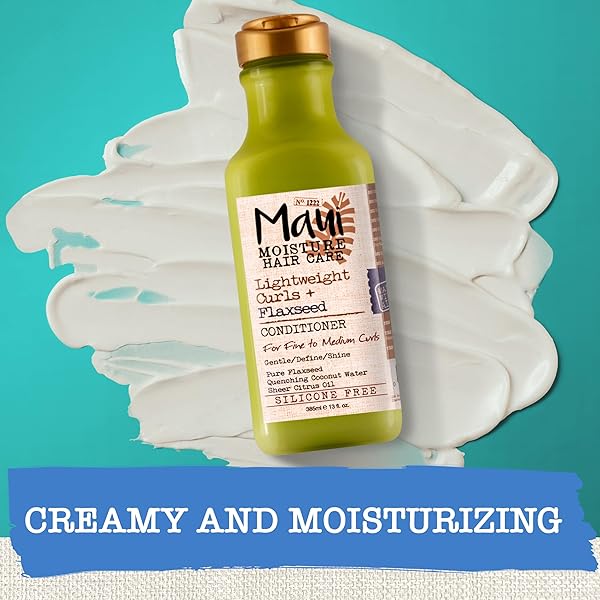 MAUI MOISTURE LIGHTWEIGHT CURLS + FLAXSEED CONDITIONER, CONDITIONING, PARABEN FREE, SILICONE FREE, 13 FL OZ