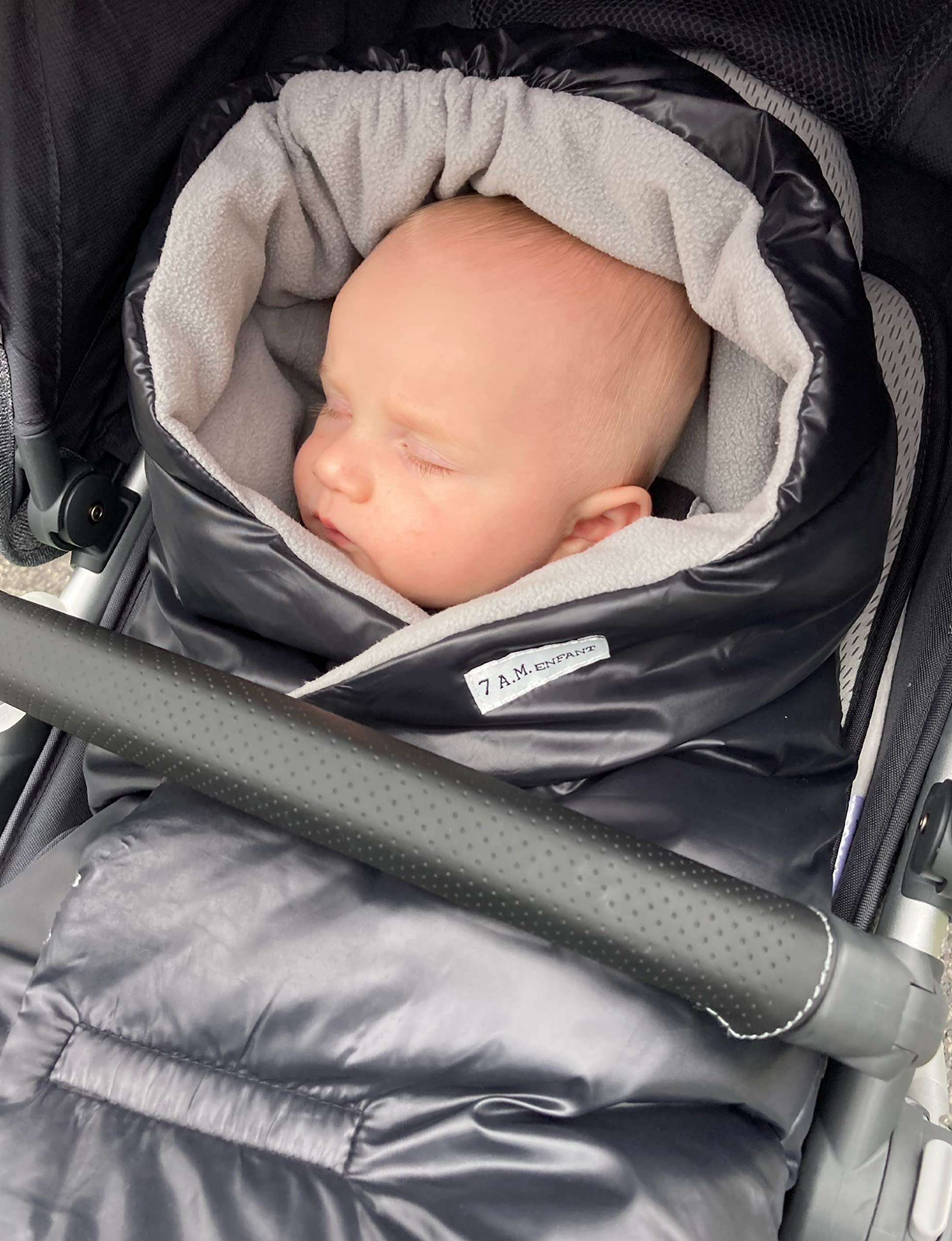 7AM Baby Car Seat Blanket - Multifunctional Car Seat Cover for Toddlers, Winter Stroller & Swaddle Blanket, Micro-Fleece & Plush Lined Warm Carseat Cover | (Black Quilted, Small 0-6M)