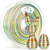 AMOLEN Silk PLA 3D Printer Filament, Shiny Multicolor Rainbow PLA Filament 1.75mm, Fast Color Change PLA 3D Printing Filament for Most FDM 3D Printer, Yellow Blue Orange, 1kg (2.2lbs)