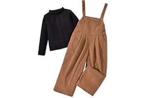 HINTINA Toddler Girl Corduroy Jumpsuit Overall Long Casual Loose Bib Pants 2 Pieces Outfits