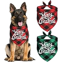 JOTFA 2 Pack Christmas Dog Bandanas, Multi Sizes Holiday Christmas Plaid Dog Puppy Bandana Scarf Costume for Small Medium Lar