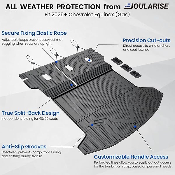 JOULARISE CARGO MAT WITH BACKREST MAT FOR 2025-2026 CHEVY EQUINOX(ONLY GAS)/GMC TERRAIN, ALL WEATHER TPE TRUNK CARGO MAT CAR ACCESSORIES FOR CHEVROLET EQUINOX LT RS ACTIV