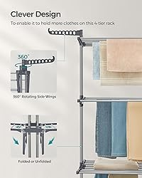 SONGMICS Clothes Drying Rack Stand 4-Tier, Foldable