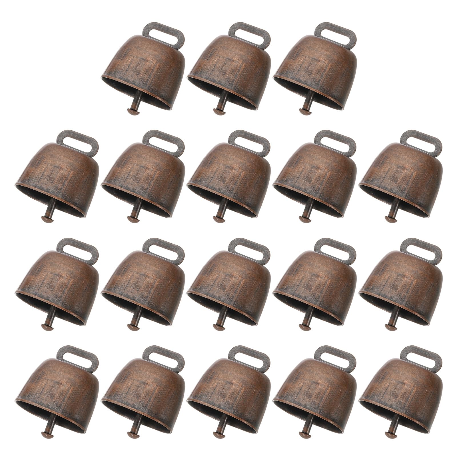 PATIKIL Cattle Farm Animal Loud Bronze Bell, 18 Pcs Cow Horse Sheep Grazing Copper Bells, Animal Anti-Theft Accessories Bell, 1.4 x 0.9 x 1.4, Red Bronze