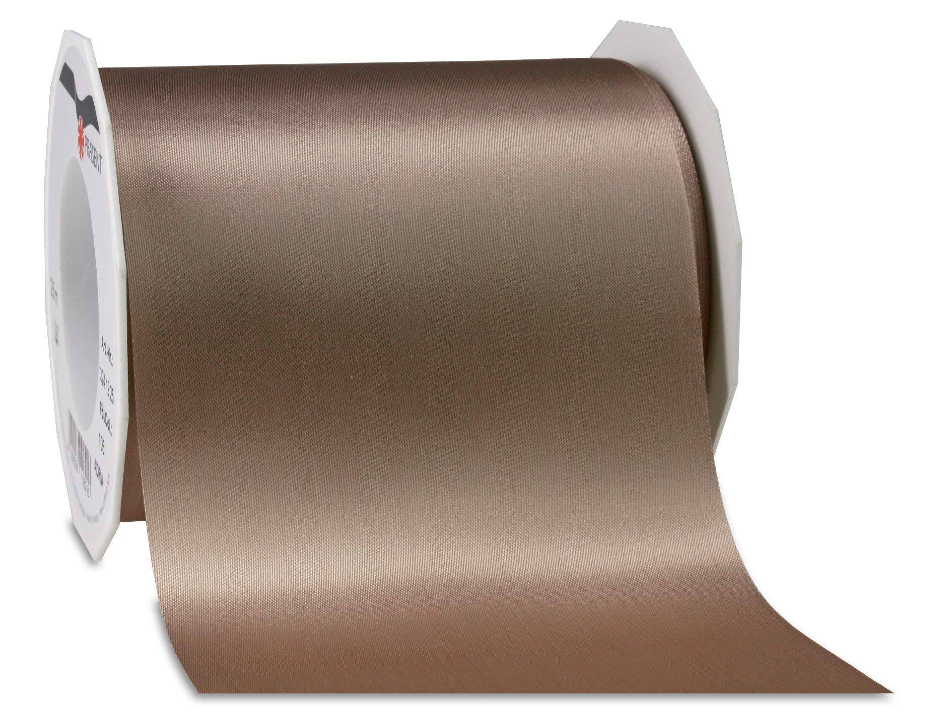 Präsent - Adria Satin Ribbon Taupe 112 mm Width, 25 m Length