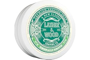 LATHER & WOOD SHAVING CO Lather & Wood Shaving Soap - Emerald Grove - Simply the Best Luxury Shaving Cream - Tallow - Dense Lather with Fantastic Scent for the Worlds Best Wet Shaving Routine. 4.6 oz (Emerald Grove)