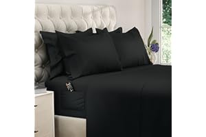 DREAMCARE King Size Sheets Set – 6 pcs Cooling Bed Sheets – up to 21” Deep Pocket King Sheet Set - 2500 Supreme Collection – Extra Soft 100% Brushed Microfiber Hotel Luxury with Side Pocket - Black