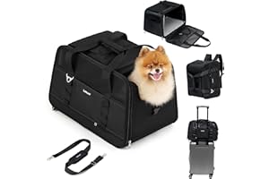 LE SURE Lesure TSA Airline Approved Cat Carrier-2 in 1 Soft-Sided Pet Carrier Backpack for Small Meduim Puppy and Cats up to 15 Lbs Black
