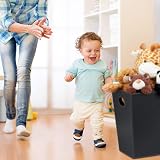 Relaxdays Log Basket Firewood Storage Bin Imitation Leather Black Carry Handle view 3