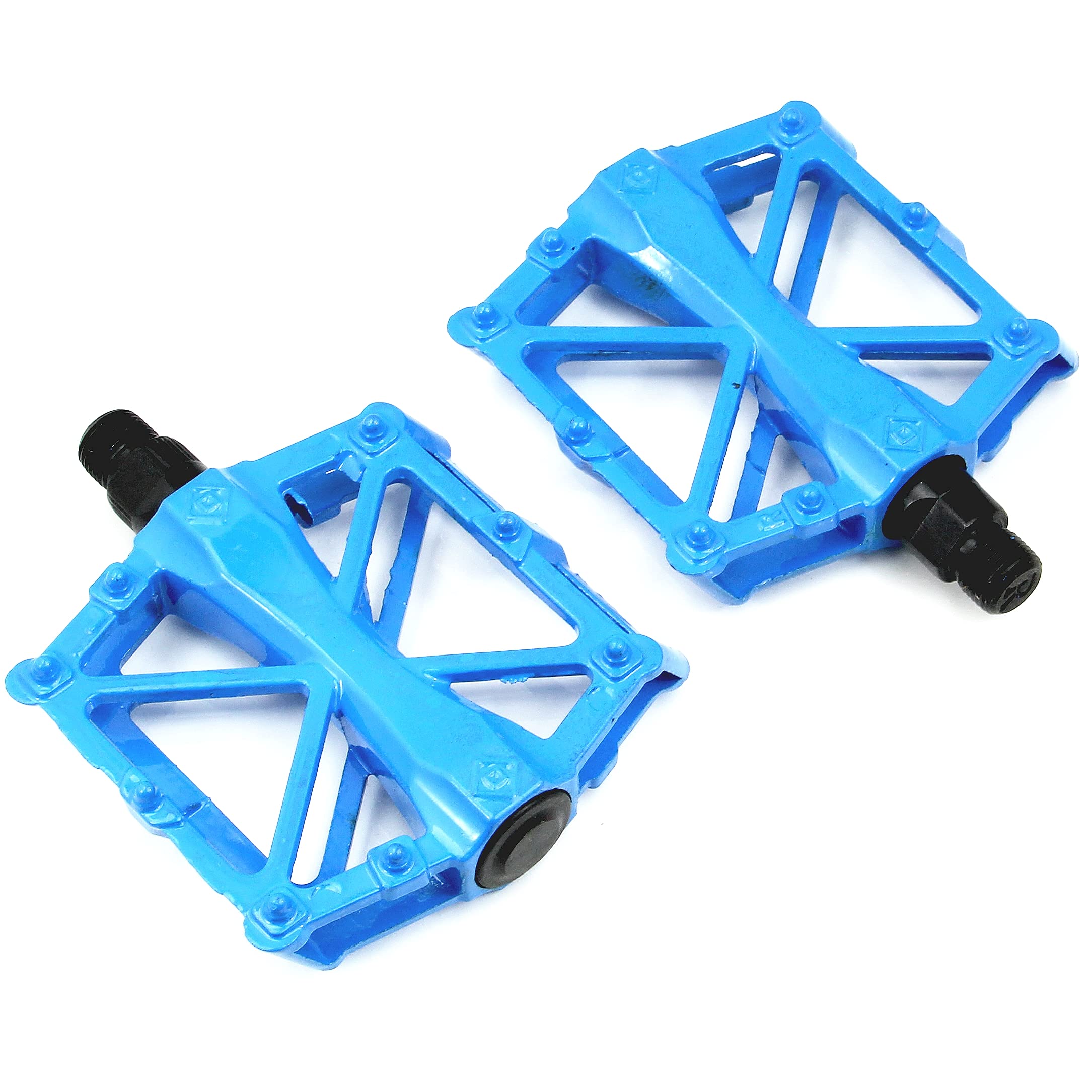 Pair of Cycling BMX Mountain Bicycle Bike Pedals 9/16" Bearing Metal Heavy Duty (BLUE)