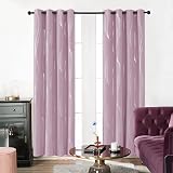 Deconovo Thermal Insulated Blackout Curtains Wave Printed 2 Panels Pink 52x63 in view 2