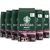 Starbucks Whole Bean Coffee Espresso Roast, 6 Bags 12 oz | 100% Arabica whole bean coffee; Dark Roast Espresso Roast; 6 bags, 12 oz each (72 oz total)