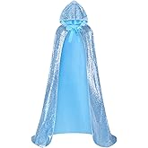 Suhine Mardi Gras Costume Sequins Princess Hooded Cape Costume Shiny Fairy Mermaid Cloaks Cosplay Party God Woman