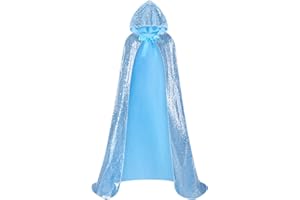 Suhine Christmas Sequins Women Princess Hooded Cape Costume Shiny Fairy Mermaid Cloaks Cosplay Party God