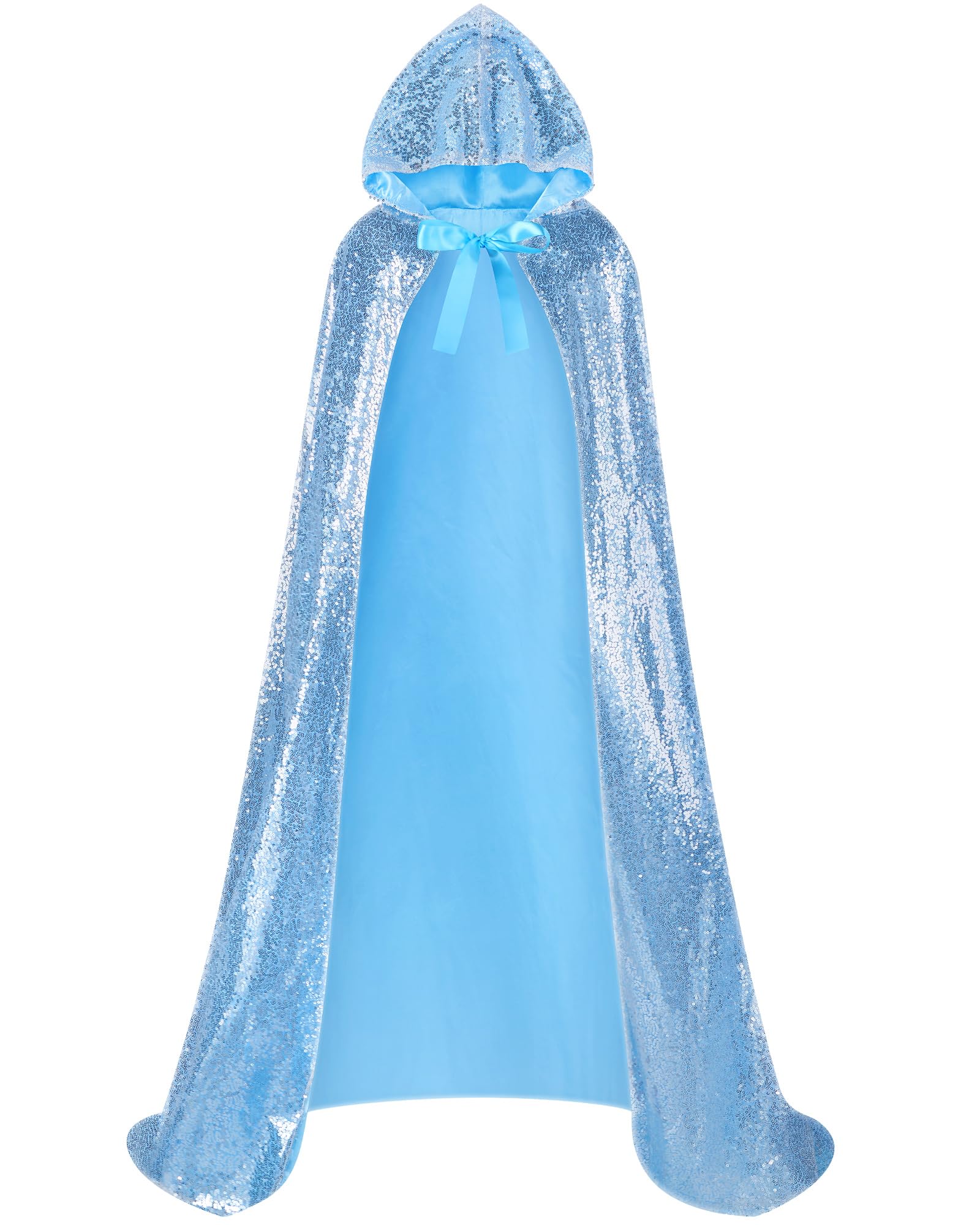 Photo 1 of Suhine Halloween Sequins Women Princess Hooded Cape Costume Shiny Fairy Mermaid Cloaks for Cosplay Party God Christmas(Blue,140 cm)