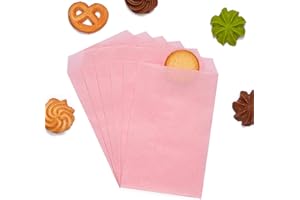 Quotidian Baby Pink Flat Medium Greaseproof Paper Bags 4" x 6" (10 x 15.2cm) Pack of 100 - Merchandise Popcorn Birthday Chris