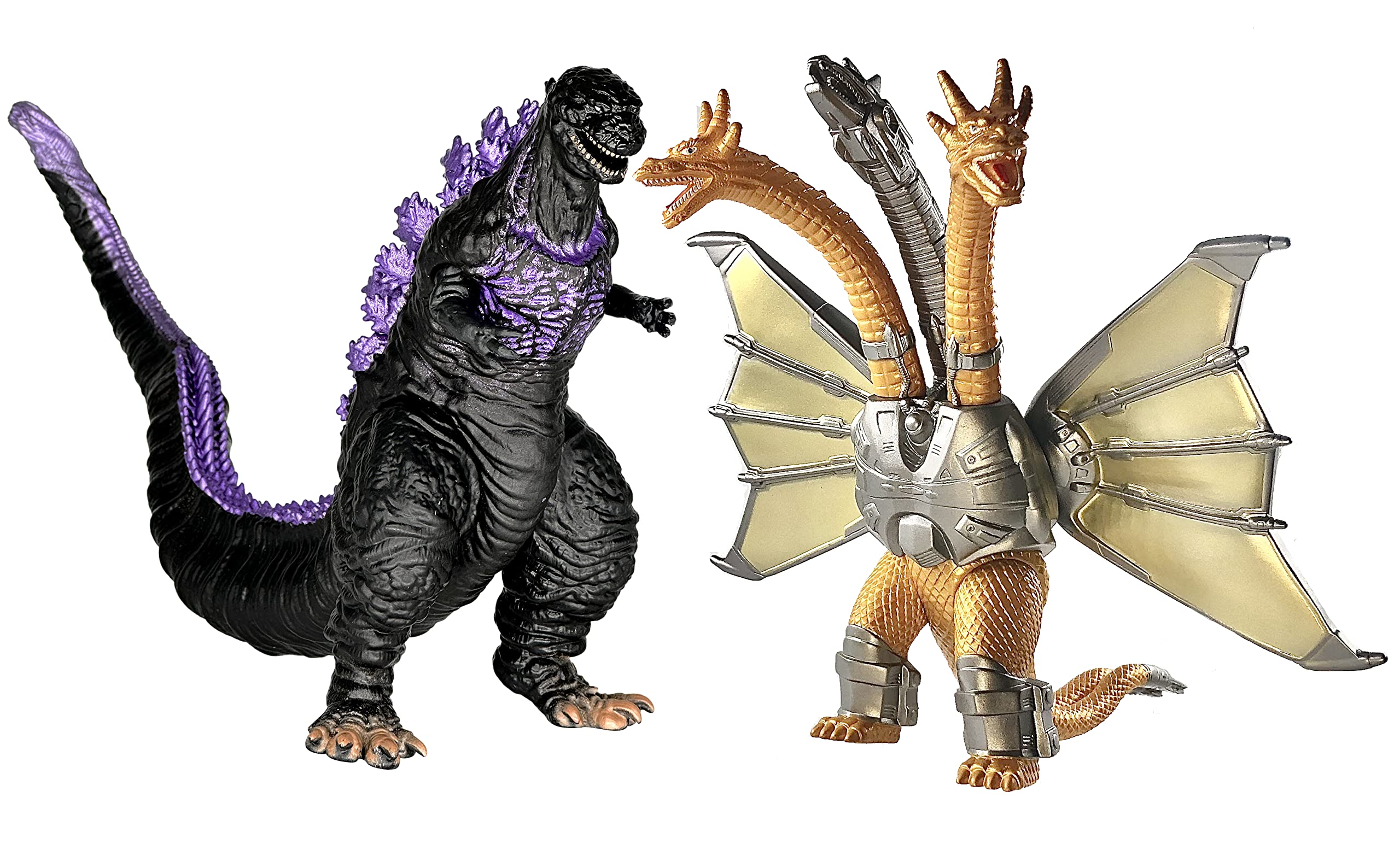 TwCare Set of 2 Legendary Shin Monster vs Mecha King Ghidorah Toy Action Figures, Movable Joints Movie Series Dinosaur Dragon Soft Vinyl, Carry Bag