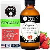 Organic Strawberry Extract for Baking, Ice Cream, Drinks, and Candy - 2 oz - Water-Soluble - By Harvest Moon Delights - Pure Strawberry Flavoring, Flavor