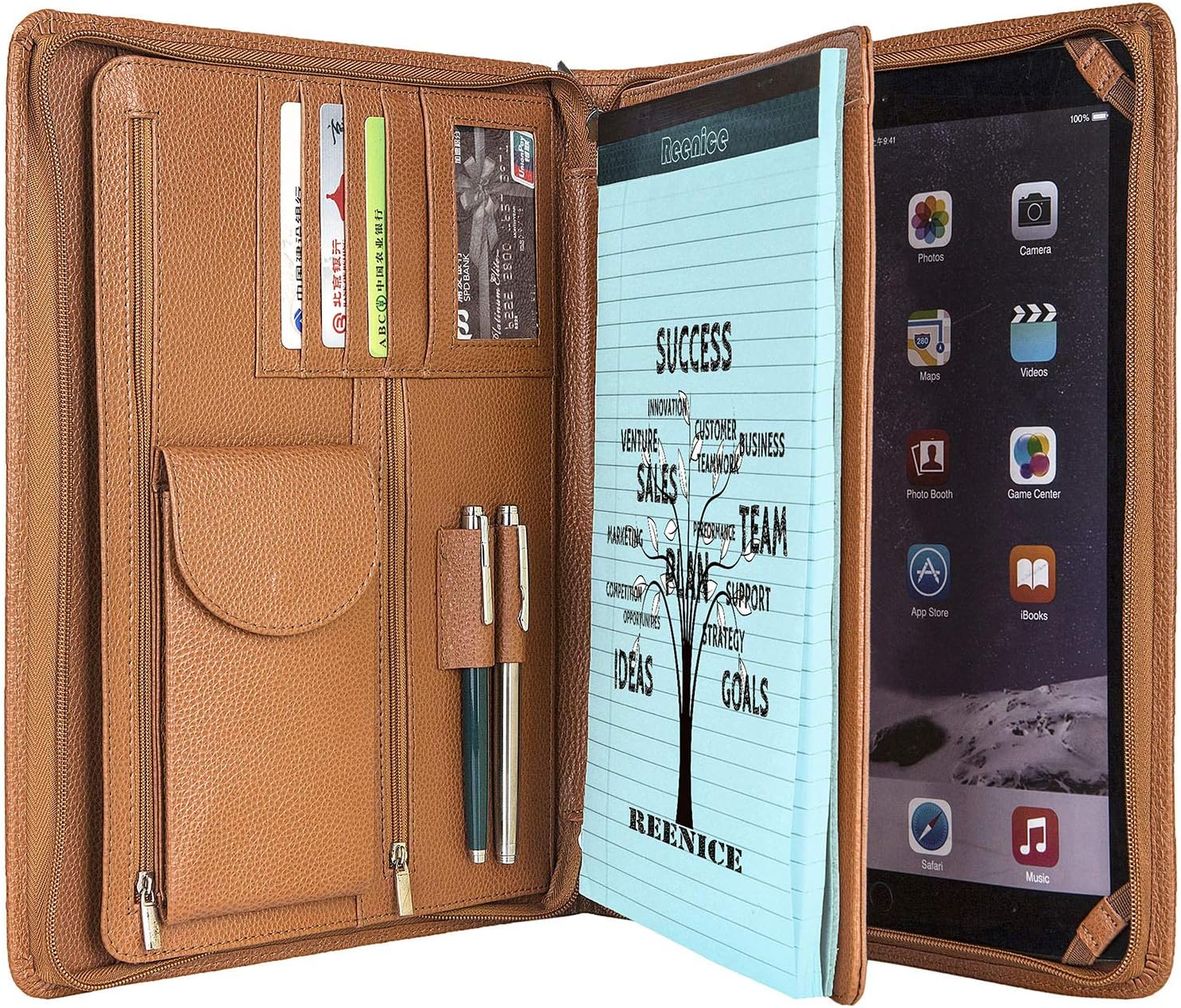 Genuine Leather Portfolio Padfolio Office Organizer